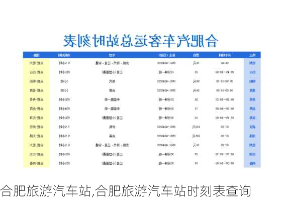 合肥旅游汽车站,合肥旅游汽车站时刻表查询