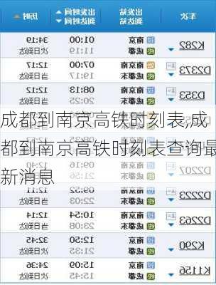 成都到南京高铁时刻表,成都到南京高铁时刻表查询最新消息
