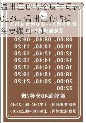 温州江心屿轮渡时间表2023年,温州江心屿码头要搬回去吗